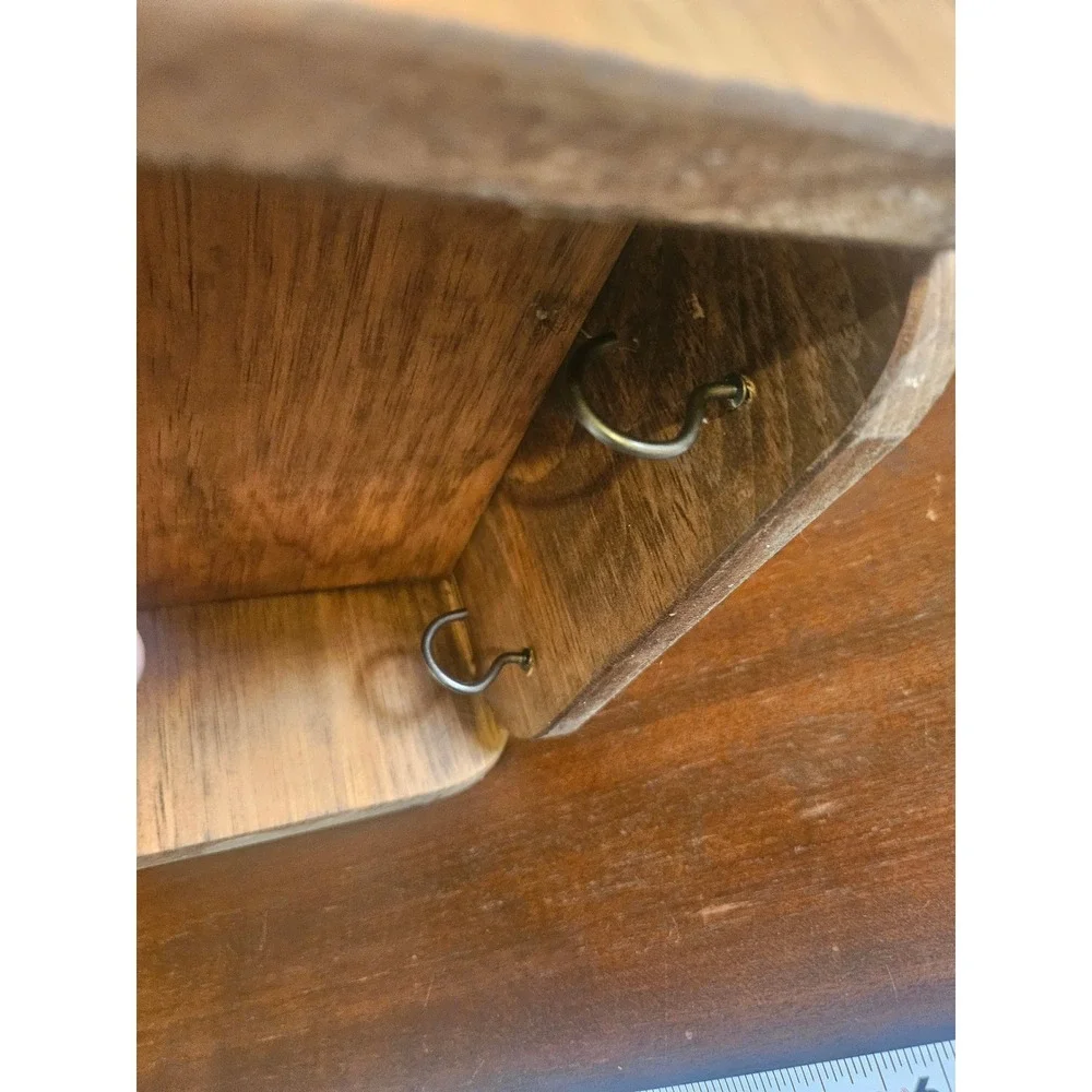 Vintage Wall Mounted Mail Key Holder Organizer Brown Rustic Wood Farmhouse
